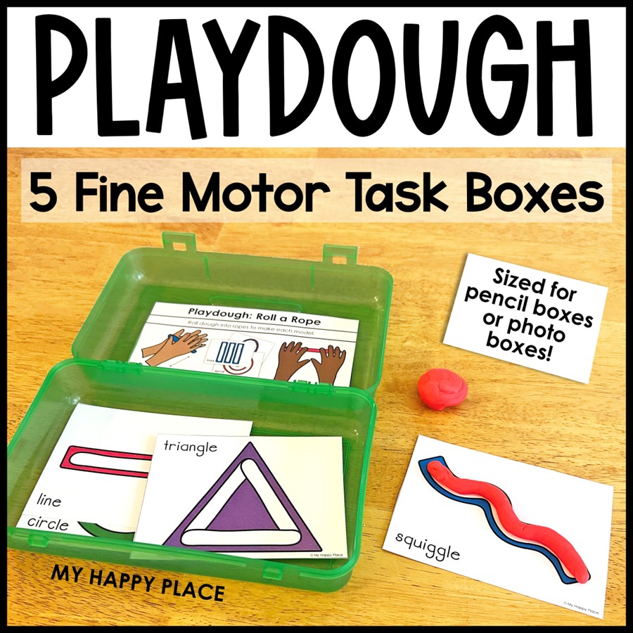 Playdough Task Cards: 5 Fine Motor Task Boxes