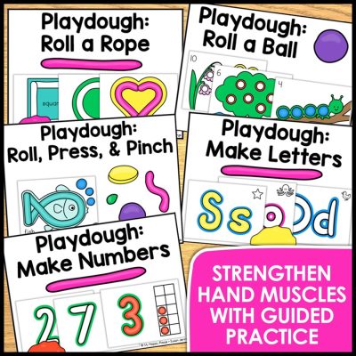 Playdough Task Cards: 5 Fine Motor Task Boxes