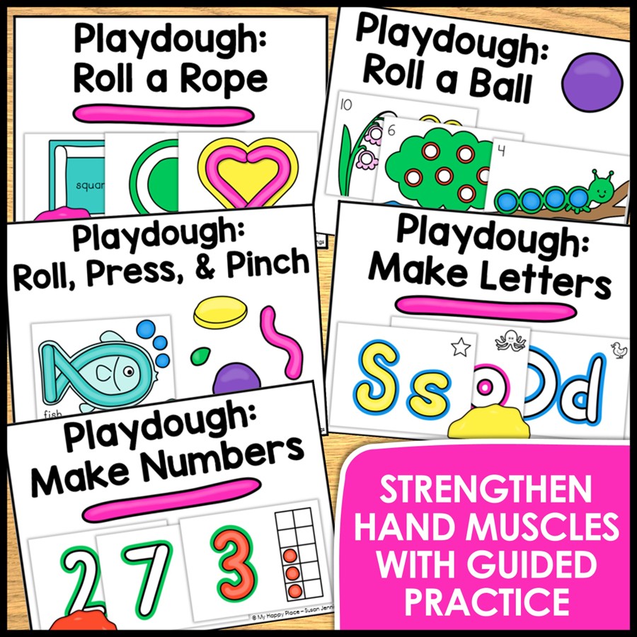 Playdough Task Cards: 5 Fine Motor Task Boxes